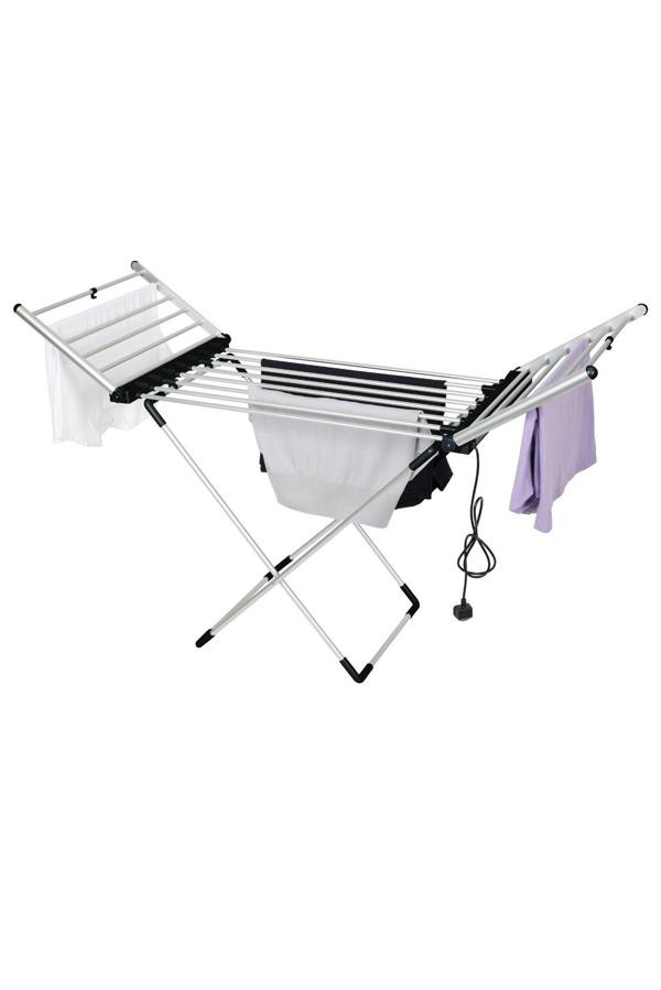 Groundlevel Extra Large 20 Bar Heated Electric Winged Clothes Airer with Timer