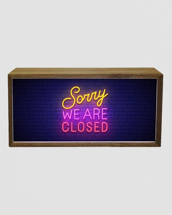 Light Box Sorry We Are Closed Neon