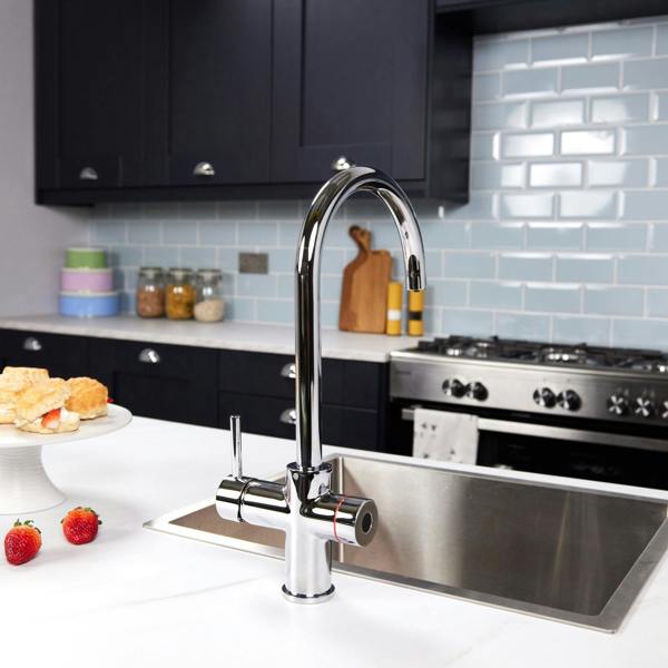 Impromta 3 in 1 Biometric Swan Neck Boiling Water Tap | Polished Chrome Finish