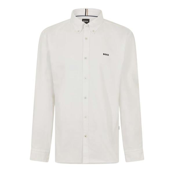 Boss Mens Long-Sleeved Button-Down Shirt - White - 