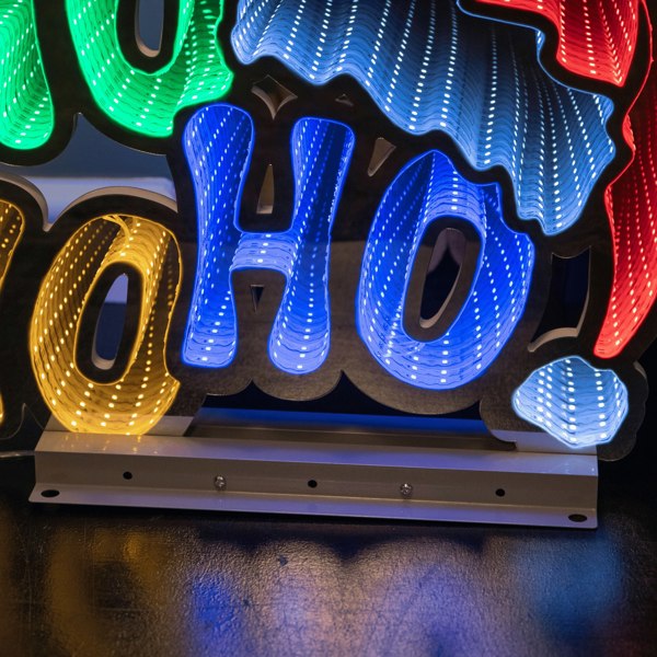 Samuel Alexander 40cm Infinity Ho Ho Ho on Metal Base with Multi-Coloured LEDs