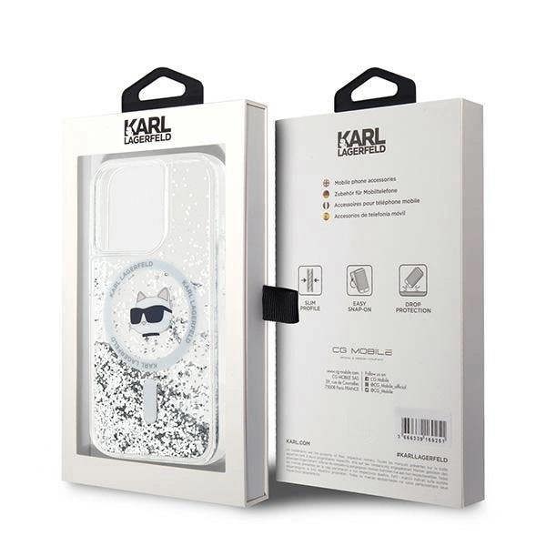 Karl Lagerfeld Liquid Glitter Choupette Head Case with MagSafe for iPhone 15 Pro Max 6.7" Clear - KLHMP15XLGCHSGH