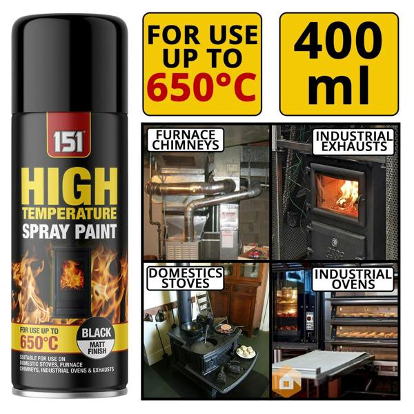 151 Matt Black High Temp Spray Paint 400ml
