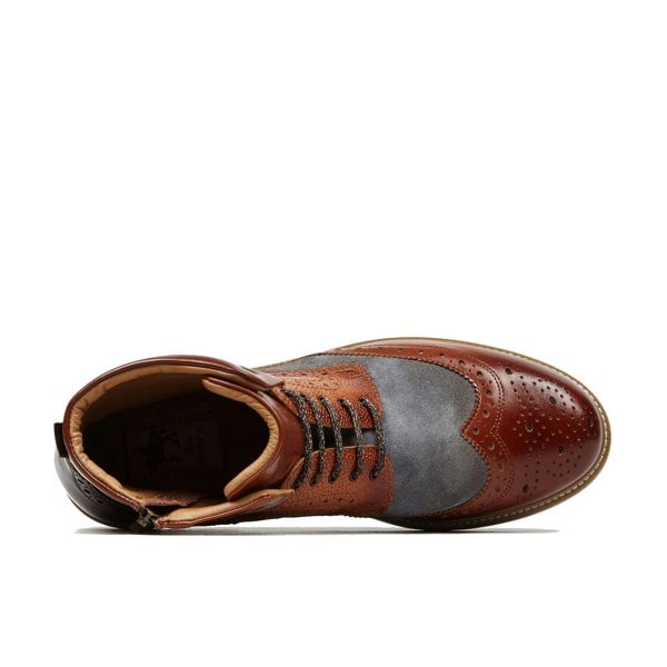 Embassy London Wanderer - Foxy - Men's chunky combat style lace up and zip up boot in tan