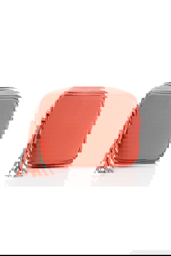 Kitise Tassel Charm Genuine Italian Leather Camera Handbag Crossbody Bag