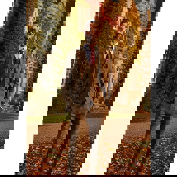 House Of Cavani Thomas - Men’s Brown 3 Piece Wool Blend Tweed Suit