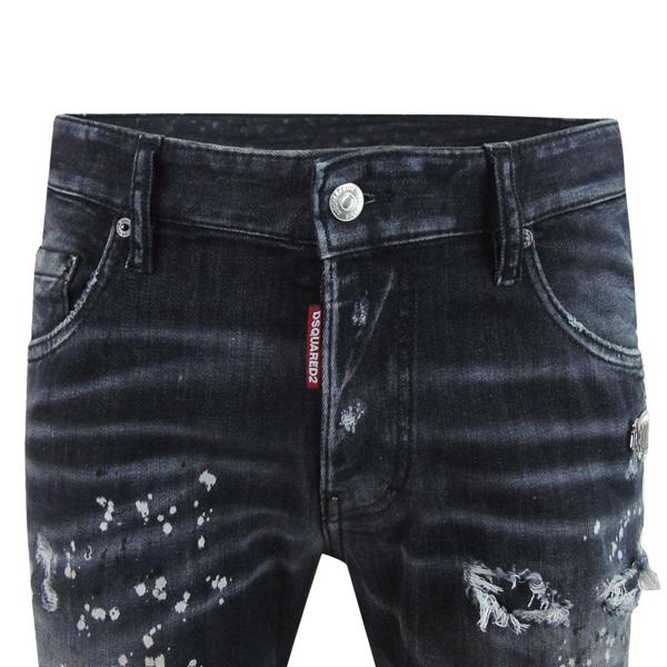 Dsquared2 Skater Jean Reinforced Ripped Paint Splatter Black Wash Jeans