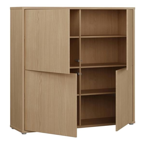 Furniture To Go Alice Springs 4 Door Large Storage Cabinet with Push-to-Open Doors in Elegancia Oak