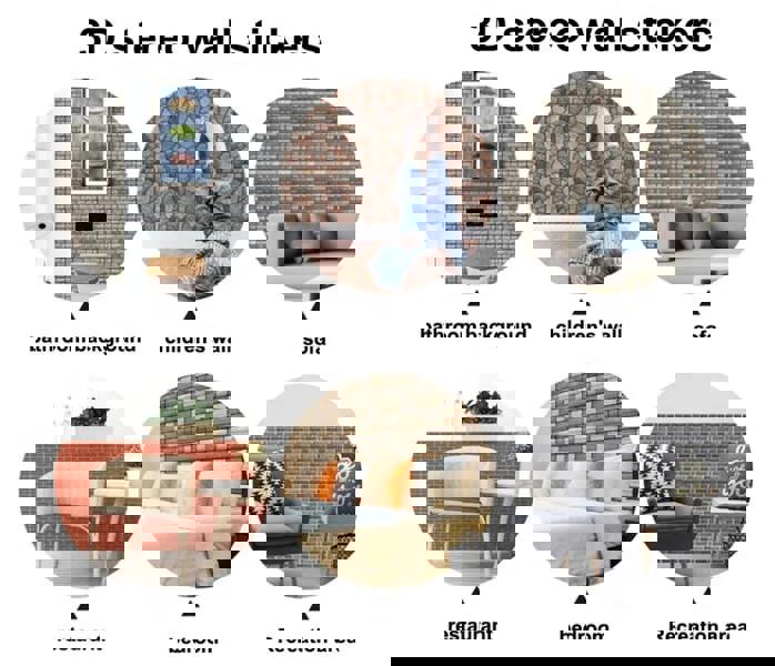 ANYHOUZ 10pcs Orange Vinyl Wall Tile Textured Brick Pattern 3D Waterproof