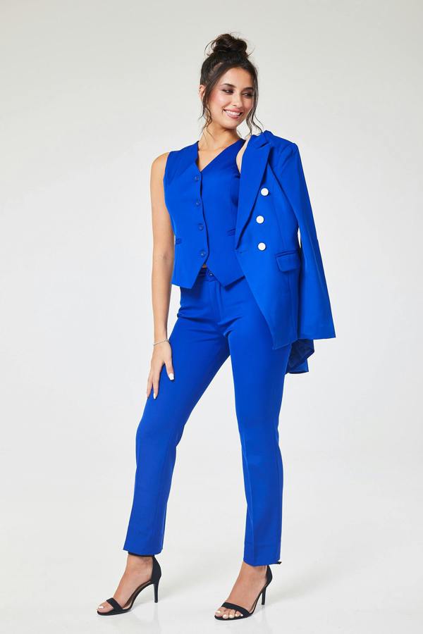 LuvForever Cobalt Blue 4-Piece Trouser Skirt Suit