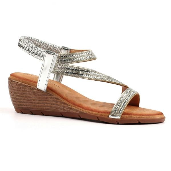 Lunar Womens/Ladies Darci Wedge Heel Sandals - Silver - 
