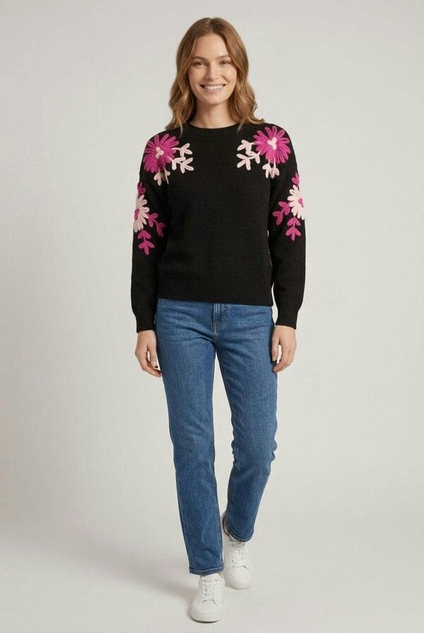 Izabel London Floral Embroidered Sleeve Jumper