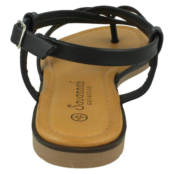 Savannah Ladies Savannah Flat Strappy Toepost Sandal with Buckle Strap F00444