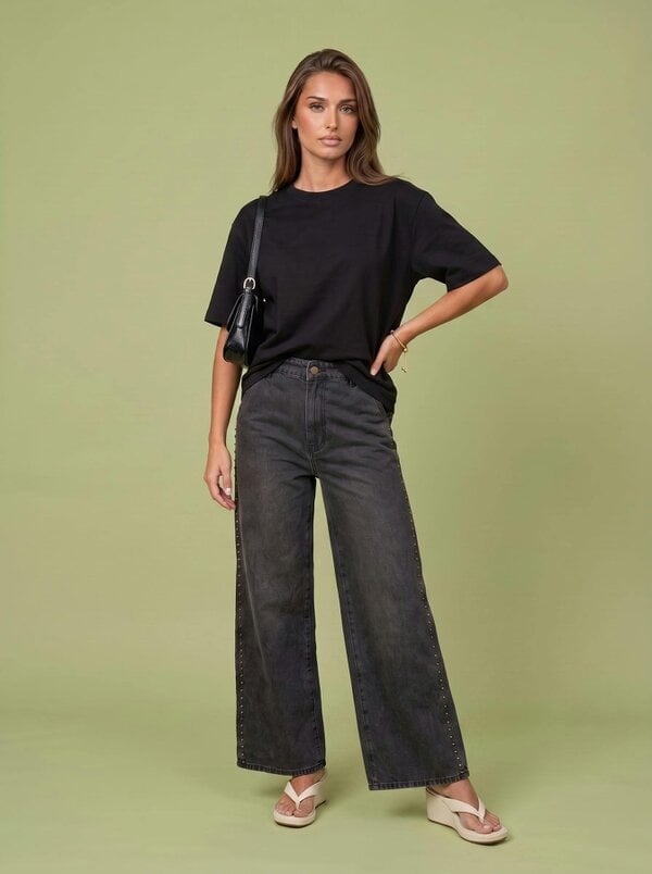Urban Bliss Studded Wide Leg Jean