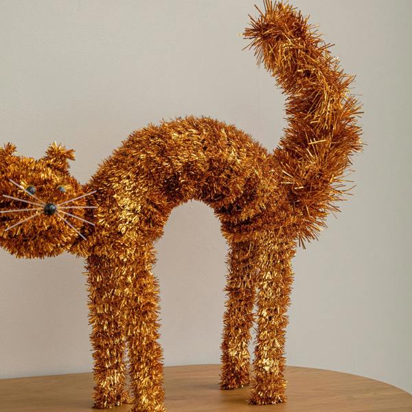 Samuel Alexander 42cm Standing Scaredy Cat Halloween Decoration in Orange