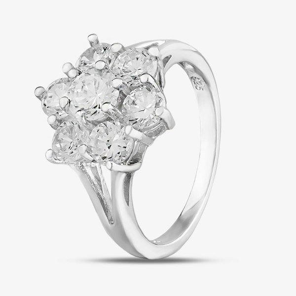 T. H. Baker Sterling Silver & Cubic Zirconia Flower Cluster Ring DPR7084SIL