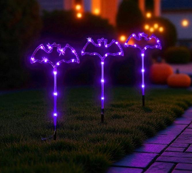 Garden Greatness Set Of 3 Light Up Bat Stake Lights