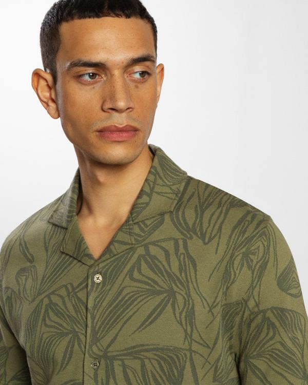 Steel & Jelly Abstract Palm Leaf Jacquard Short Sleeve Shirt