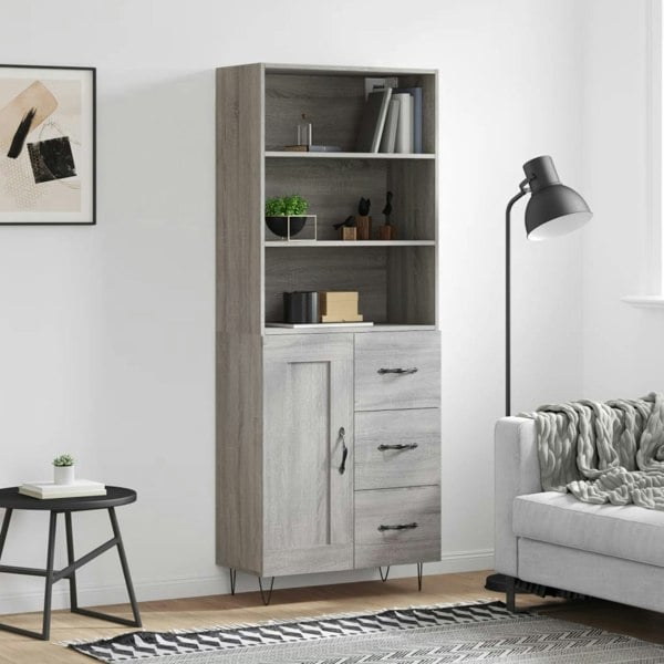Berkfield Highboard Grey Sonoma 69.5x34x180 cm Engineered Wood