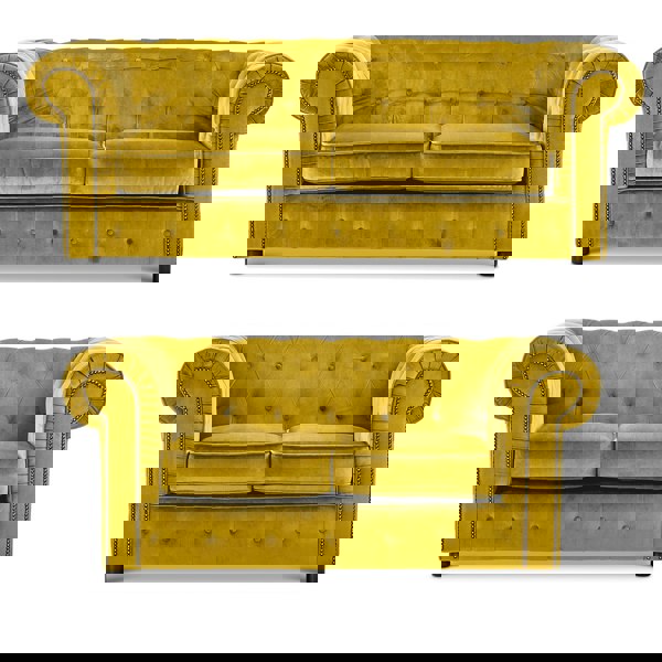 Furnishings For Less Ashbourne Chesterfield Plush Velvet Fabric Sofa Suite