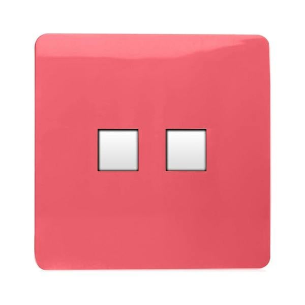 Trendi Switch 2 Gang Cat 3 Telephone Slave Socket in Strawberry Red