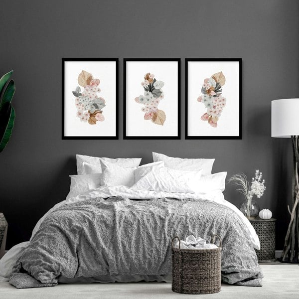 Shabby chic bedroom | set of 3 wall art prints