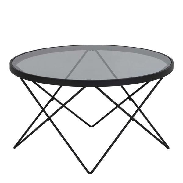Wyld Haus Klovborg Black Coffee Table with Grey Glass Top