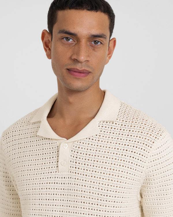 Steel & Jelly Stockwell - Chunky Knit Sweater Polo Shirt