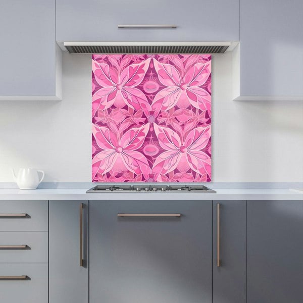 Warren Reed - Designer Pink Abstract Floral Design Kitchen Splashback