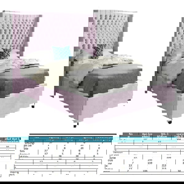 Casa Magna Volta Straight Winged Upholstered Soft Velvet Bed Frame - Pink