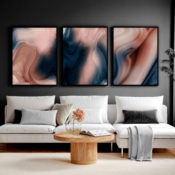 Contemporary wall art for living room | set of 3 framed wall art prints