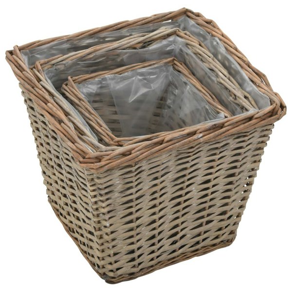 Berkfield Raised Bed 3 pcs Wicker with PE Lining