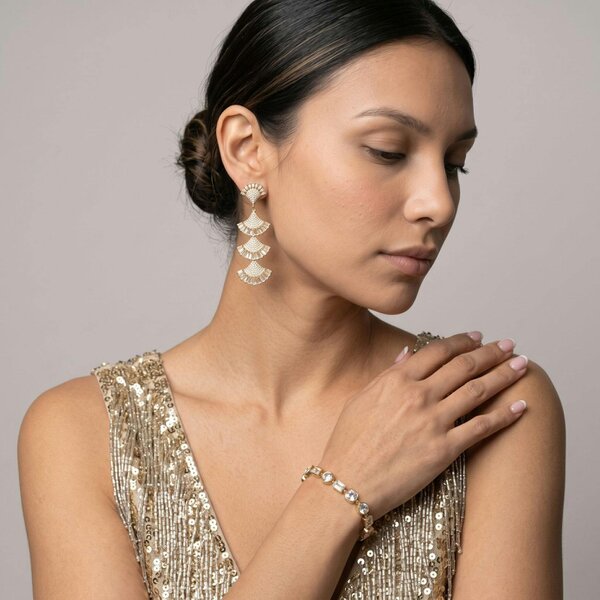 Uchi & Soto Gingko Rhinestone Layered Earrings