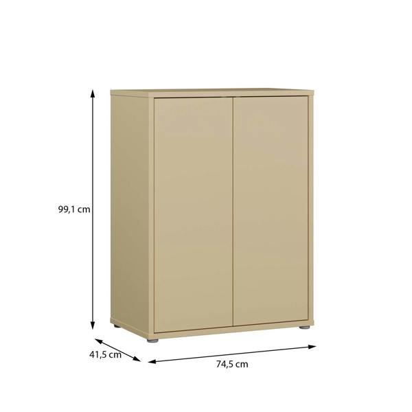 Furniture To Go Alice Springs Tall 2 Door Cupboard with Push-to-Open Doors in Butter Yellow