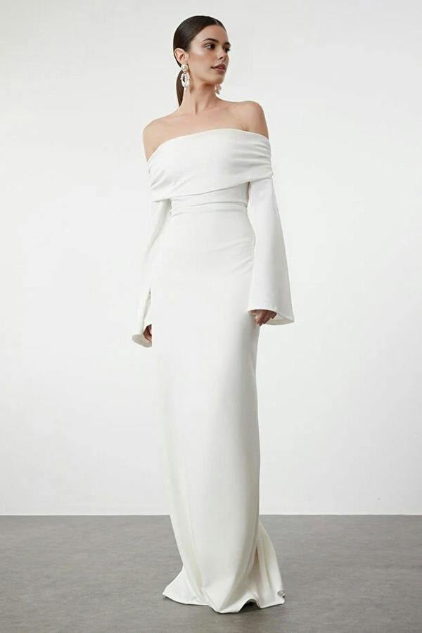 WOVCOR Carmen Collar Maxi Elegant Evening Dress