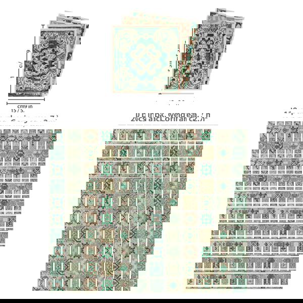 WT1585 - Vintage Green Antique Azulejo Wall Tile Sticker Set - 15 x 15 cm (6 x 6 in) - 24 pcs