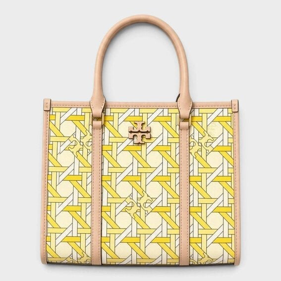 Tory Burch Blake Basketweave Small Tote Yellow