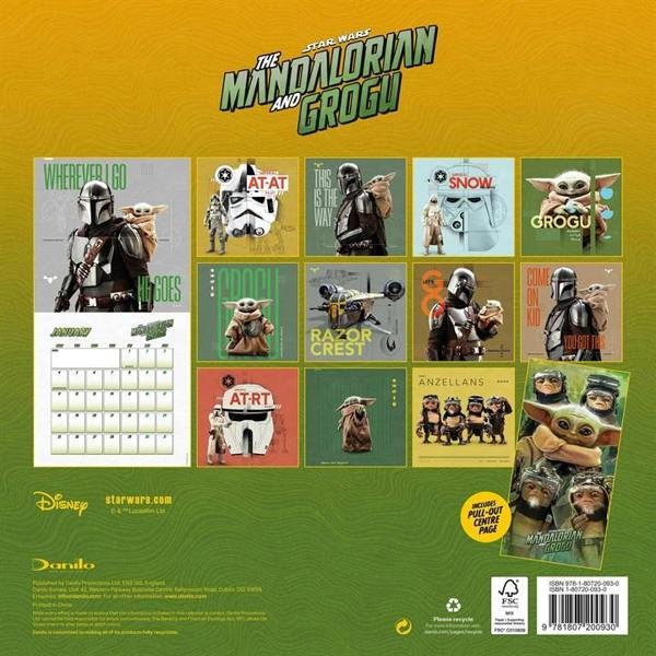 Disney Star Wars, The Mandalorian and Grogu Calendar 2027, Wall Calendars, Month To View, Entertainment, Gift