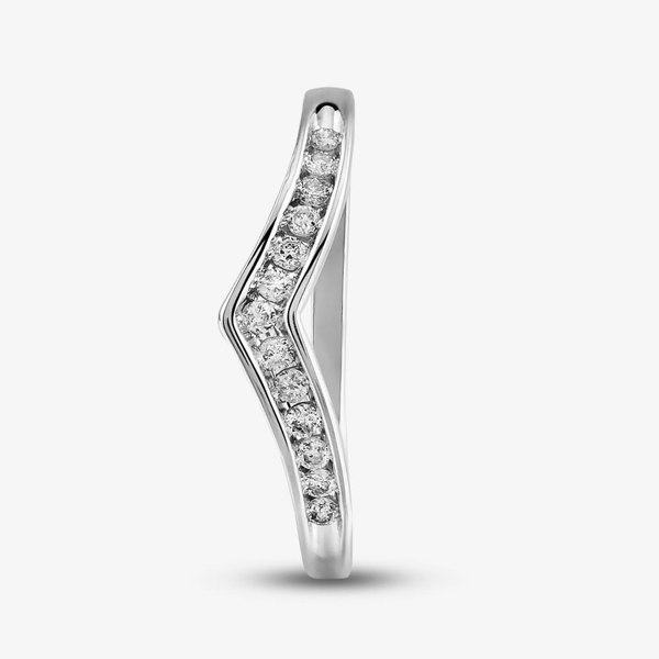 T. H. Baker 9ct White Gold 0.12ct Diamond Wishbone Half Eternity Ring TH014844R