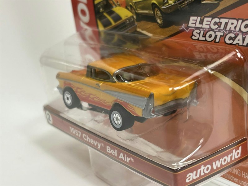 Auto World Slot Cars 1957 Chevy Bel Air Orange Thunderjet Ultra G HO Slot Car SC379-2