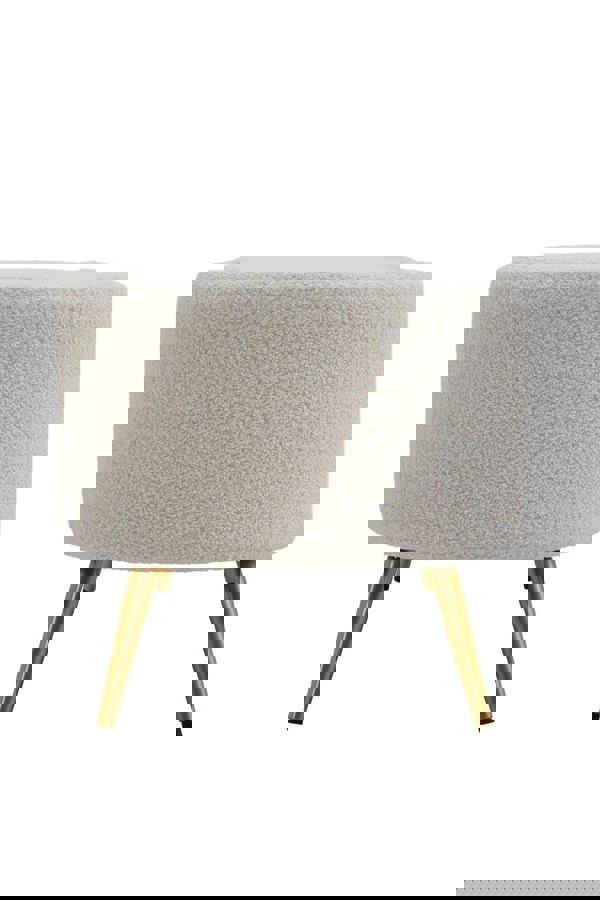 Living and Home White Polar Fleece Oval Accent Bench with Gold Metal Legs Bedroom Bed End Stool