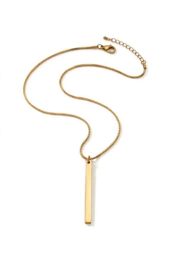 ARIIRA Devon Gold Tone Lariat Bar Pendant