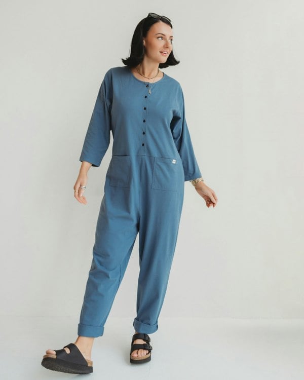 Mila Blue Long Sleeve Jumpsuit- image 1