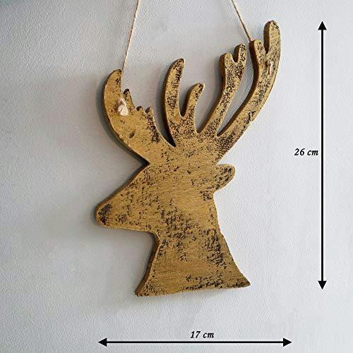 26cm Golden Wooden Hanging Deer Christmas Wall Decoration for Home, Office and Seasonal Displays image 7