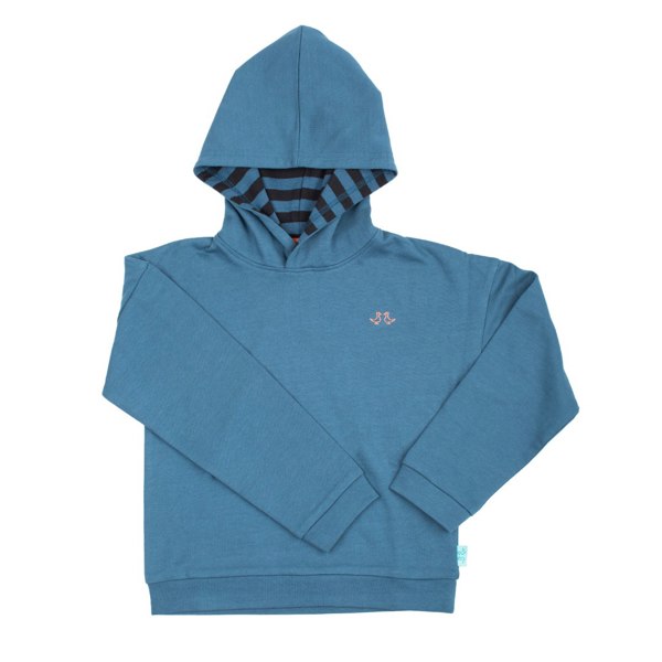 Childrens Hoodie - Blue Pull On Organic Cotton Hoodie