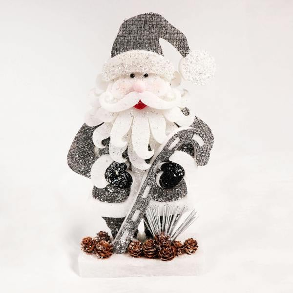 32cm Grey Santa Tabletop Christmas Decoration with Glitter Detail and Foam Construction image 1