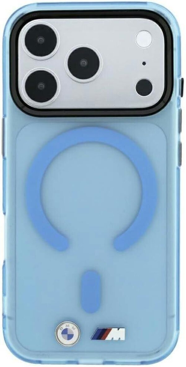 BMW M IML Frosted Metal Logo Trims Case with MagSafe for iPhone 17/18 Pro 6.3" Blue - BMHMP18L26HTFMILB
