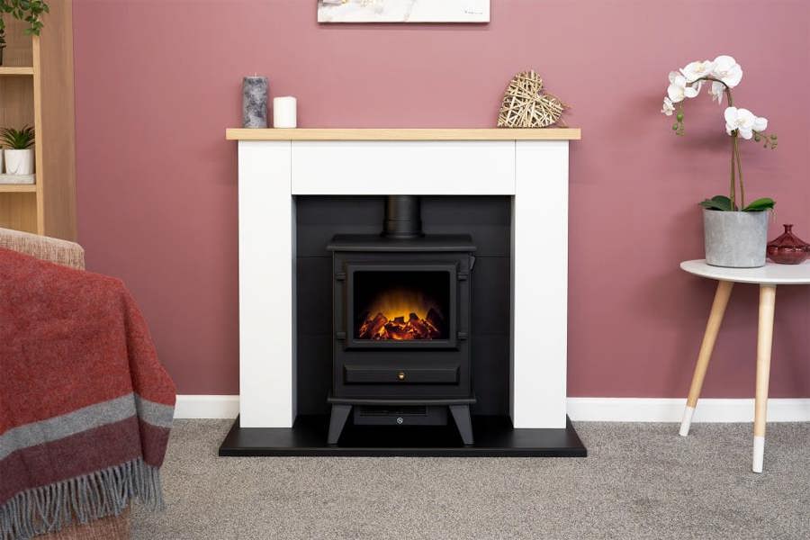 Adam Chester Electric Stove Fireplace in Pure White & Black, 39 Inch
