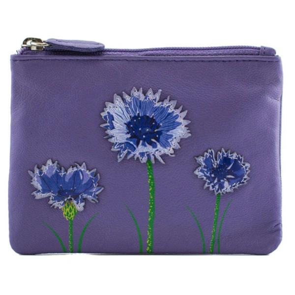 Mala Leather Amana Coin Purse with Cornflower Design