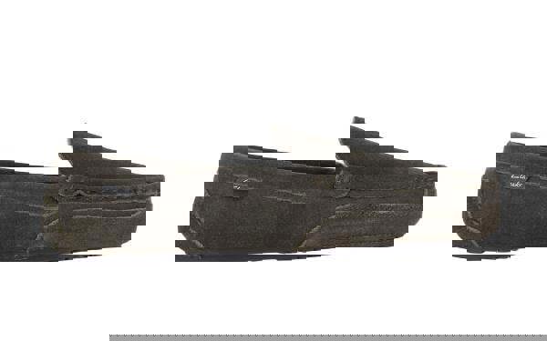 Clarks Waxby Chale Mens Suede Slip On Moccasin Slippers, brown suede slip-on slippers with ergonomic design and soft interior for casual indoor wear.